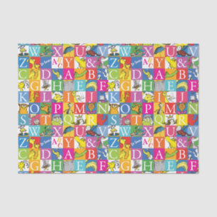 Papier Mousseline Lettre en bloc colorée ABC du Dr Seuss Motif