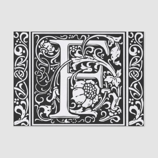 Papier Mousseline Lettre F Monogramme médiéval Art Nouveau (Recto)