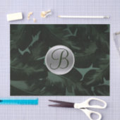 Papier Mousseline LETTRE Feuille tropicale verte foncée (Artisanat)