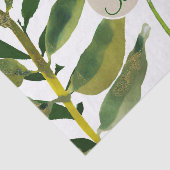 Papier Mousseline Lettre Feuille verte botanique Monogramme initiale (Détail)