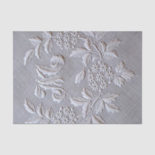 Papier Mousseline Lettre florale M de monogramme de broderie grise