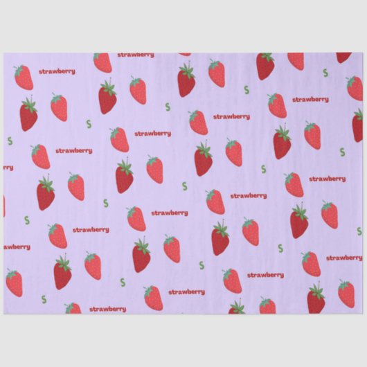 Papier Mousseline Lettre fraise S sur pourpre | Motif alphabet (Recto)