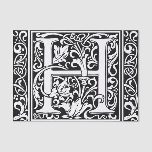 Papier Mousseline Lettre H Monogramme médiéval Art Nouveau (Recto)