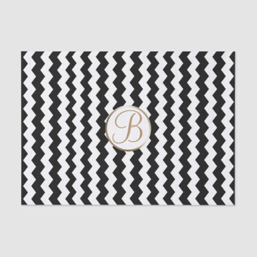 Papier Mousseline Lettre initiale de monogramme à impression chevron (Recto)