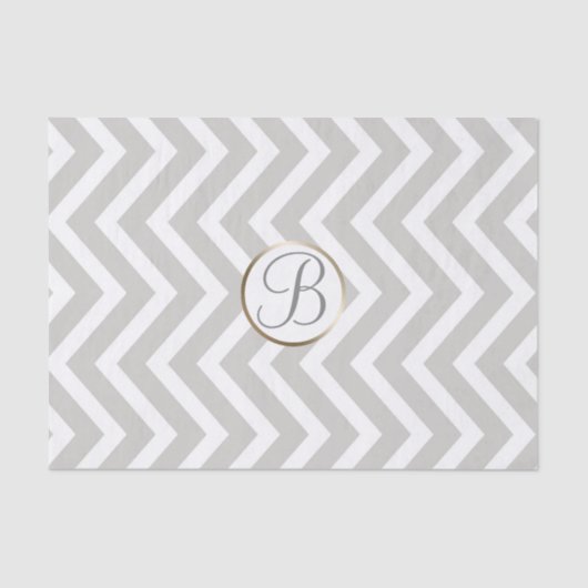 Papier Mousseline Lettre initiale de monogramme à impression chevron (Recto)