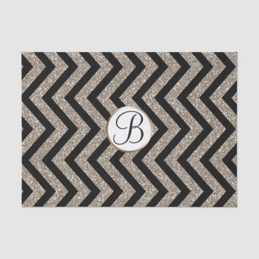 Papier Mousseline Lettre initiale de monogramme à impression chevron (Recto)
