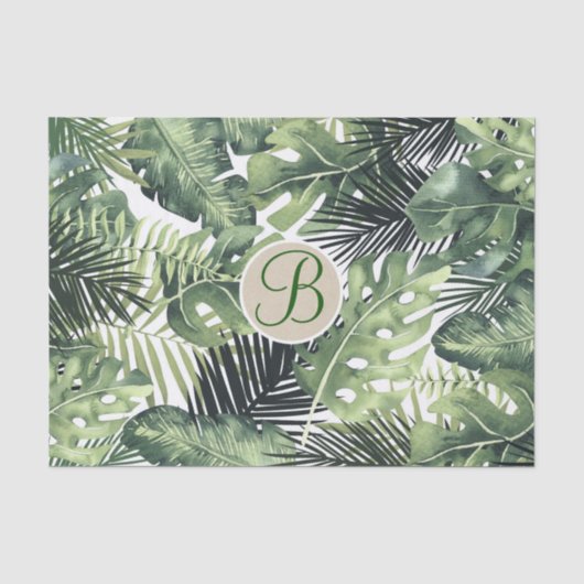 Papier Mousseline Lettre initiale de monogramme chic aux feuilles de (Recto)