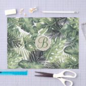 Papier Mousseline Lettre initiale de monogramme chic aux feuilles de (Artisanat)