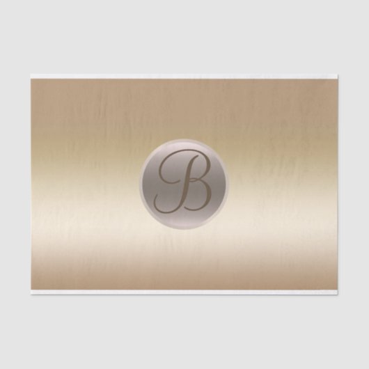 Papier Mousseline Lettre Initiale Monogramme Élégant Doré Brillance (Recto)