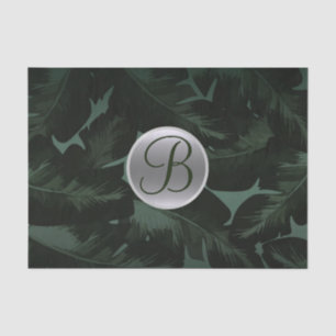 Papier Mousseline Lettre initiale monogramme feuilles tropicales ver