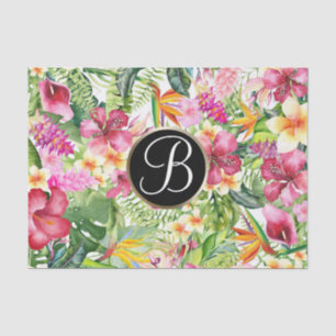 Papier Mousseline Lettre Initiale Monogramme Florale Tropicale Brill