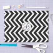 Papier Mousseline Lettre initiale monogramme impression chevron noir (Artisanat)
