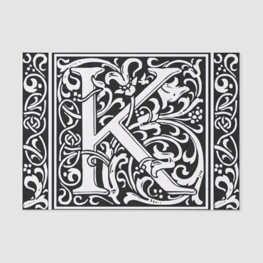 Papier Mousseline Lettre K Monogramme médiéval Art Nouveau (Recto)