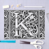Papier Mousseline Lettre K Monogramme médiéval Art Nouveau (Artisanat)