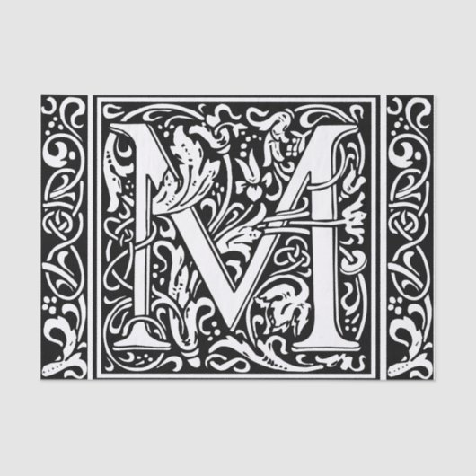 Papier Mousseline Lettre M Monogramme médiéval Art Nouveau (Recto)