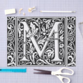 Papier Mousseline Lettre M Monogramme médiéval Art Nouveau (Artisanat)