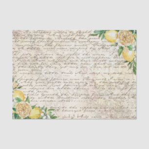Papier Mousseline Lettre manuscrite Vintage Script Citron Découpage
