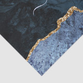 Papier Mousseline LETTRE MARBRE Bleu Or Nom Papier Tissu (Détail)