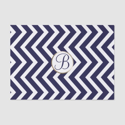 Papier Mousseline LETTRE MONOGRAPHIQUE Bleue BLANCHE Chevron Imprime (Recto)