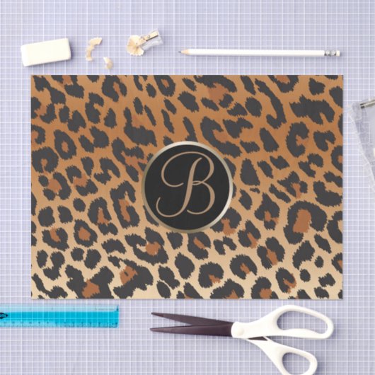 Papier Mousseline LETTRE MONOGRAPHIQUE LIoparD IMPRIMÉE POINTE (Artisanat)