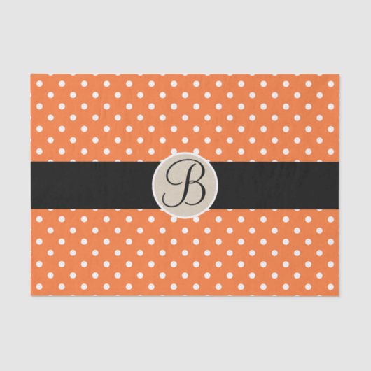 Papier Mousseline LETTRE Pois blanche orange MONOGRAPHIQUE INITIALE (Recto)