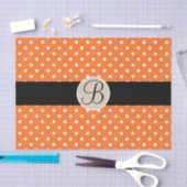 Papier Mousseline LETTRE Pois blanche orange MONOGRAPHIQUE INITIALE (Artisanat)