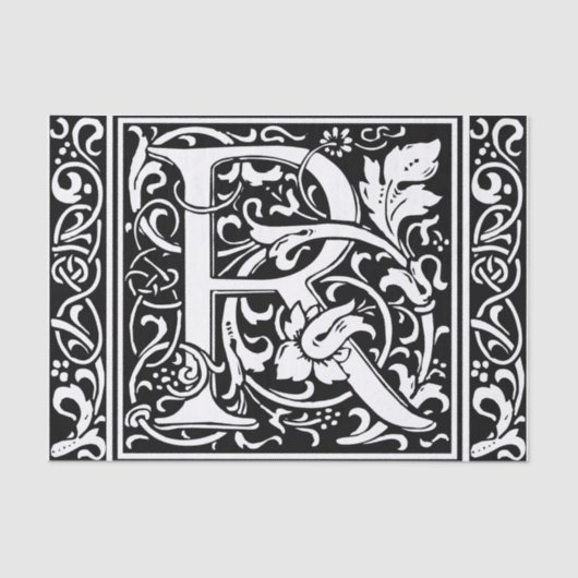 Papier Mousseline Lettre R Monogramme médiéval Art Nouveau (Recto)