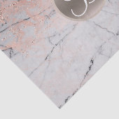 Papier Mousseline Lettre Rose or et argent marbré Monogramme initial (Détail)