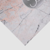 Papier Mousseline Lettre Rose or et argent marbré Monogramme initial (Détail)