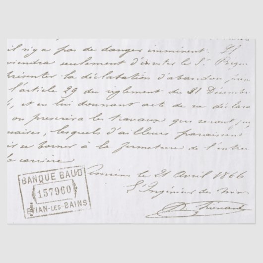 Papier Mousseline LETTRE Vintage STAMPÉ OUVERT (Recto)