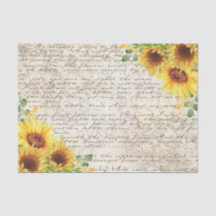 Papier Mousseline LETTRE Vintage Tournesol Russe Old Decoupage