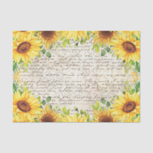 Papier Mousseline LETTRE Vintage Tournesol Russe Old Decoupage