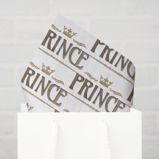 Papier Mousseline Lettres PRINCE - Élégante Couronne royale riche (Sac cadeau)