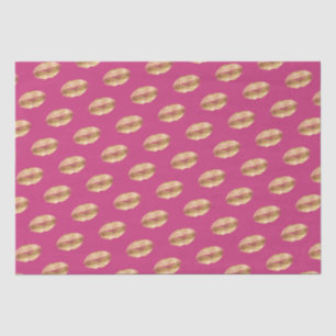 Papier Mousseline Lèvres Kiss Or Rose