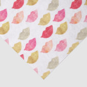 Papier Mousseline Lèvres roses rouges d'aquarelle d'or (Détail)