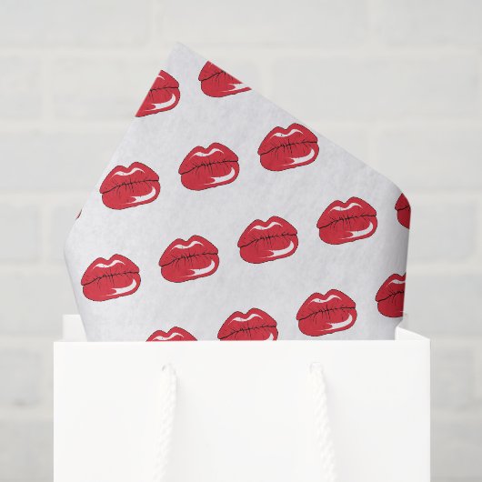 Papier Mousseline Lèvres Rouges Drôles (Sac cadeau)