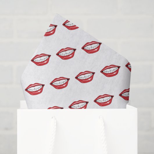 Papier Mousseline Lèvres Rouges Drôles  (Sac cadeau)