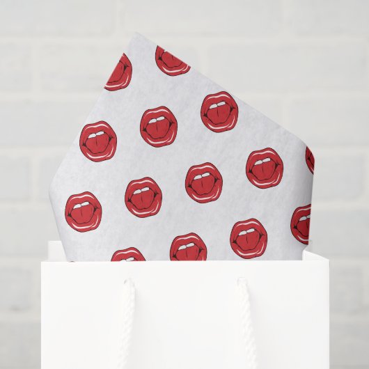 Papier Mousseline Lèvres Rouges Drôles (Sac cadeau)