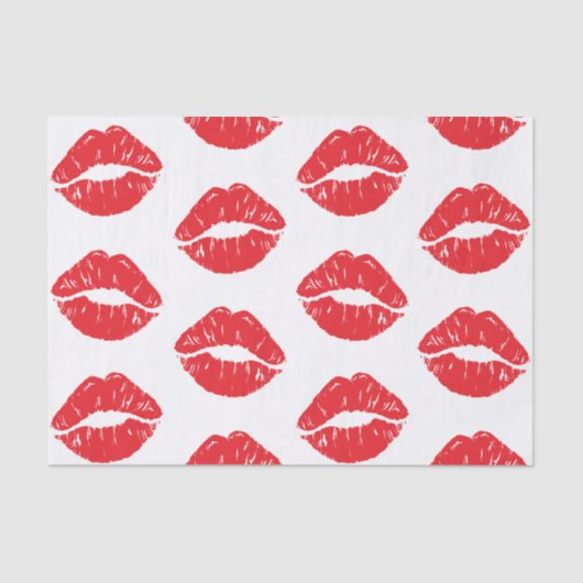 Papier Mousseline Lèvres Rouges, Rouge À Lèvres, Baiser, Motif Des L (Recto)