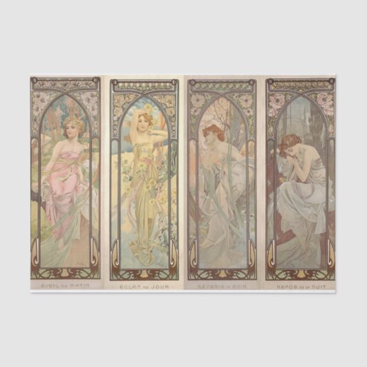 Papier Mousseline L'heure du jour par Alphonse Mucha (Recto)