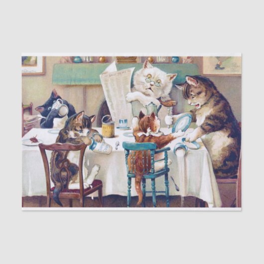 Papier Mousseline L'heure du petit-déjeuner des chats, Louis Wain (Recto)