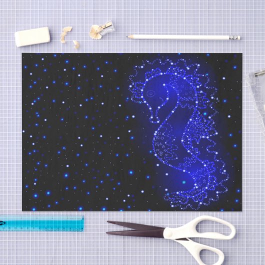 Papier Mousseline l'hippocampe nage dans les lumières (Artisanat)
