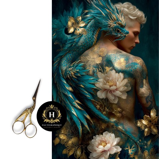 Papier Mousseline L'homme tatoué Dragon Imaginaire Tissu Papier