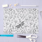 Papier Mousseline libellule et fleurs (Artisanat)