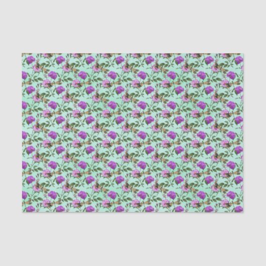 Papier Mousseline libellule florale violette (Recto)