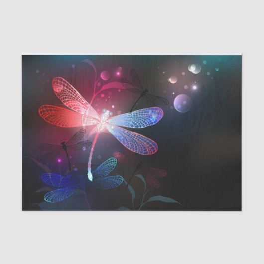 Papier Mousseline libellule rouge brillante (Recto)