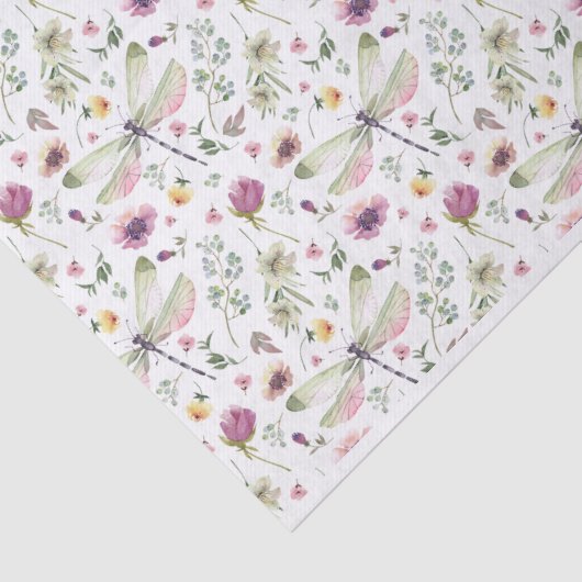 Papier Mousseline libellules et fleurs sauvages (Détail)