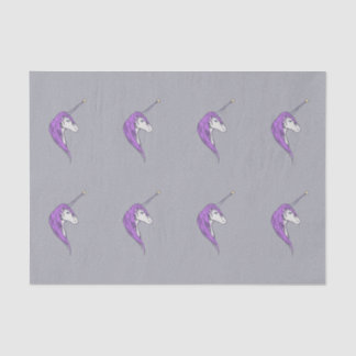 Papier Mousseline Licorne blanche de crinière pourpre avec le klaxon