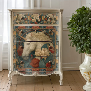 Papier Mousseline Licorne de style William Morris florale rouge vict