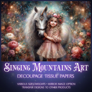Papier Mousseline Licorne et fille de découpage d'amitié magique